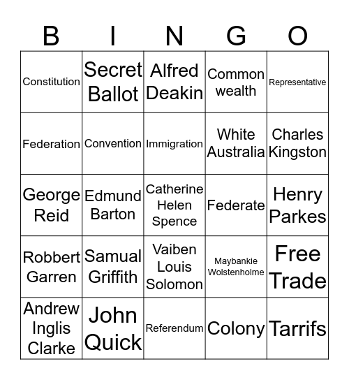 Federation Bingo Card