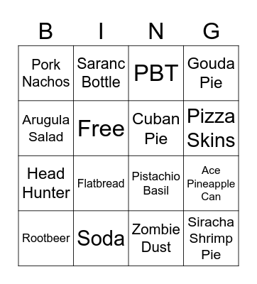 Pies Bingo Card