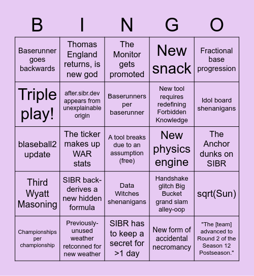 "it's pronounced sibr" bingo S20-S22 Bingo Card
