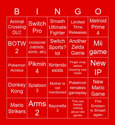 "Nintendo please we are begging at this point" Bingo Card