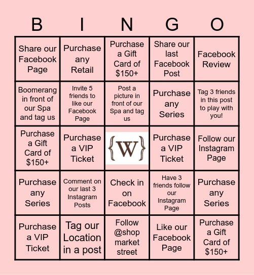 The Woodhouse Day Spa, The Woodlands Bingo Card