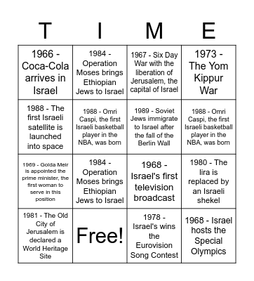 Time Tunnel!!!!! Bingo Card