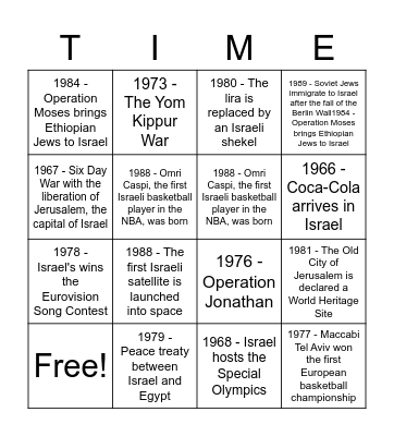 Time Tunnel!!!!! Bingo Card