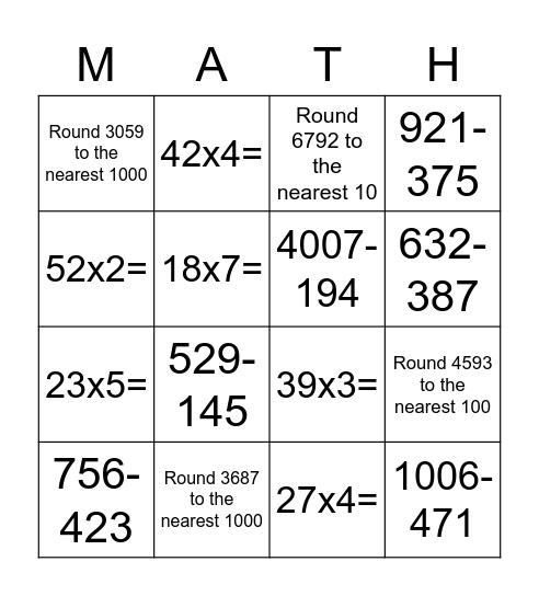 AS16 MD5 and Rounding Bingo Card