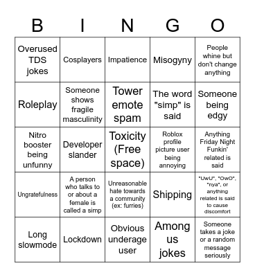 tds general channel Bingo Card