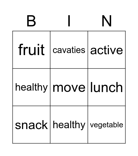 HEALTH WORDS Bingo Card