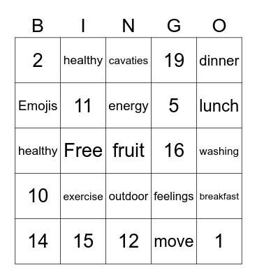 HEALTH WORDS Bingo Card