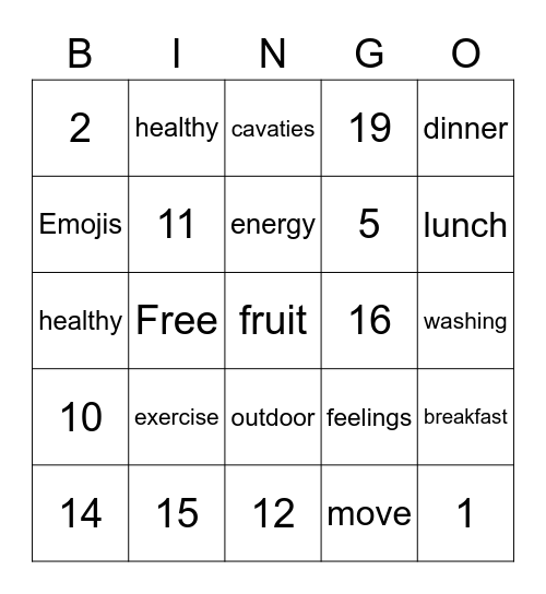 HEALTH WORDS Bingo Card