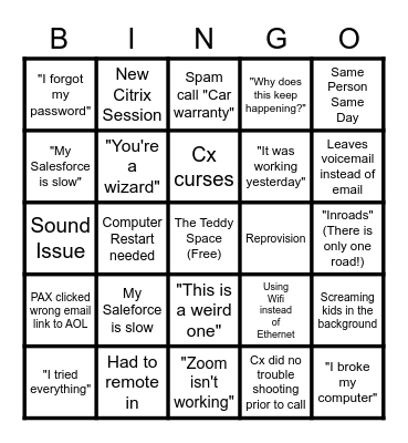 Tech Desk Bingo Card