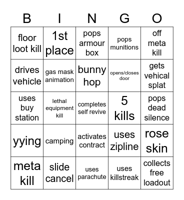 WARZONE BINGO Card