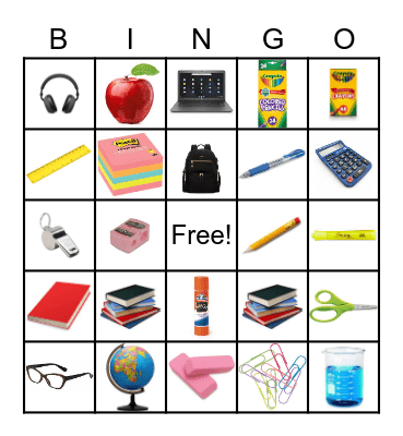 School Bingo Card