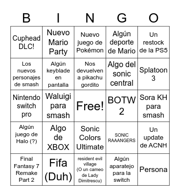 El E3 2021 Bingo Card