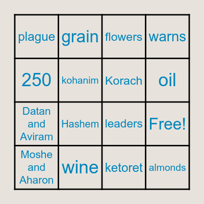 Korach Bingo Card
