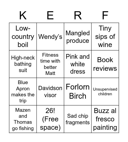 Kath Does #BHIBOSSBABE Bingo Card
