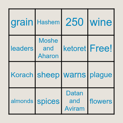 Korach Bingo Card