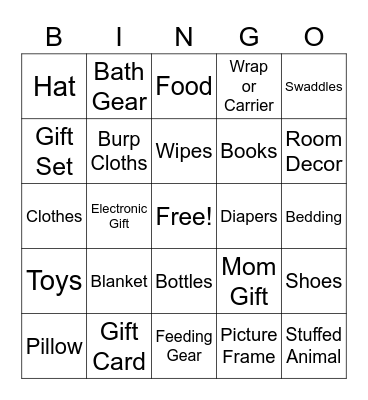 Baby Shower Bingo Card