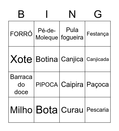 Festa Junina Bingo Card