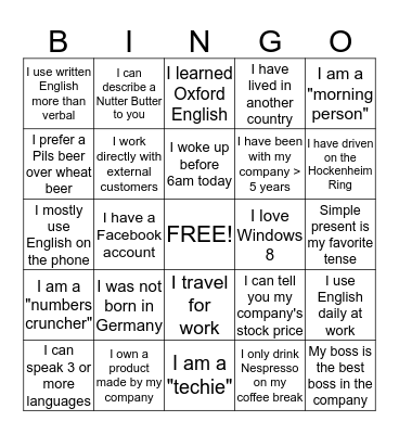 Getting to Know You Bingo Card
