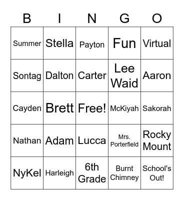 Last Day Bingo Card