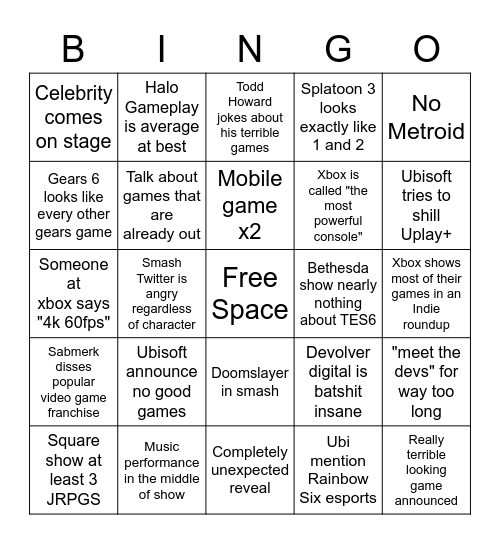 E3 BINGO Card