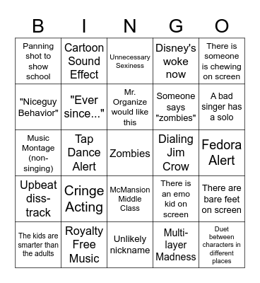 Zombies Bingo Card
