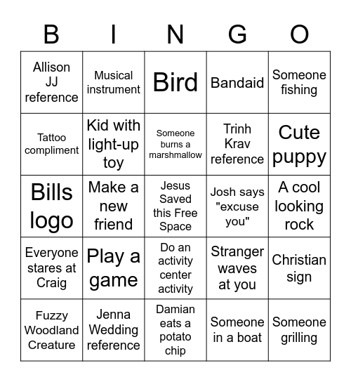 Christian Camp Bingo Card
