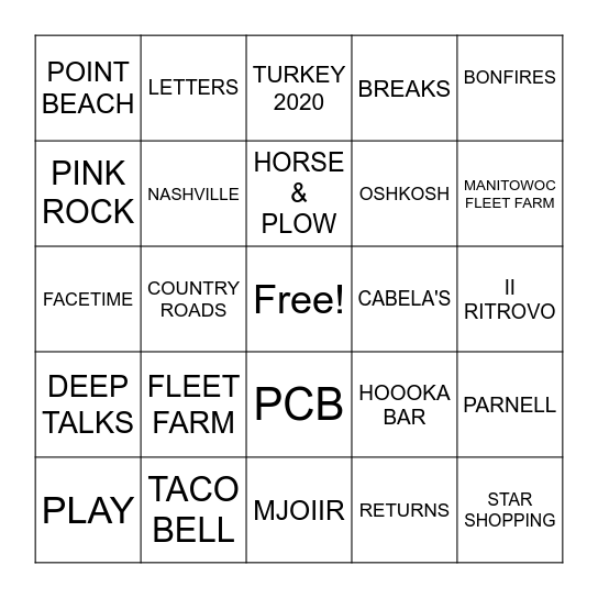 L&M GO Bingo Card