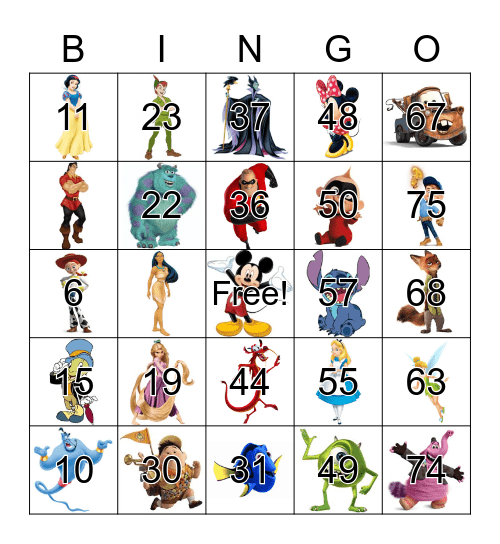 DISNEY BINGO Card