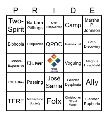 Drag King Bingo Card