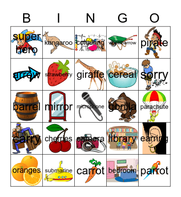 /r/ medial words Bingo Card