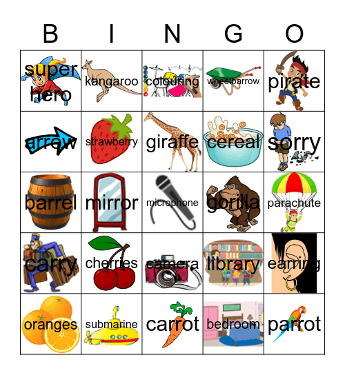 /r/ medial words Bingo Card