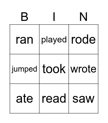 Past Simple - Regular & Irregular verbs Bingo Card
