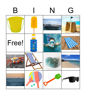 Beach Bingo Pictures Bingo Card