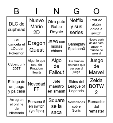 E3 Bingo Card