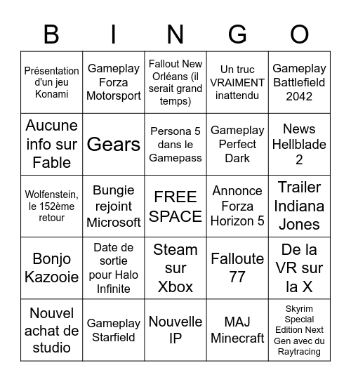 E3 2021 - Xbox / Bethesda - by Sir Zhalotect Bingo Card