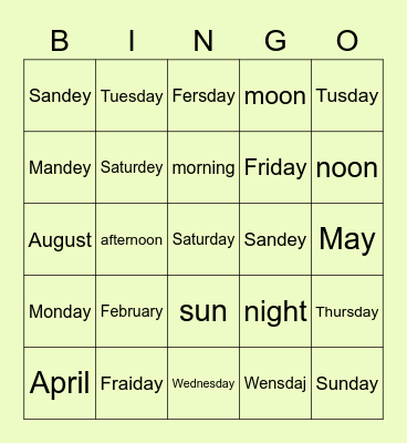 Bingo 1 Bingo Card