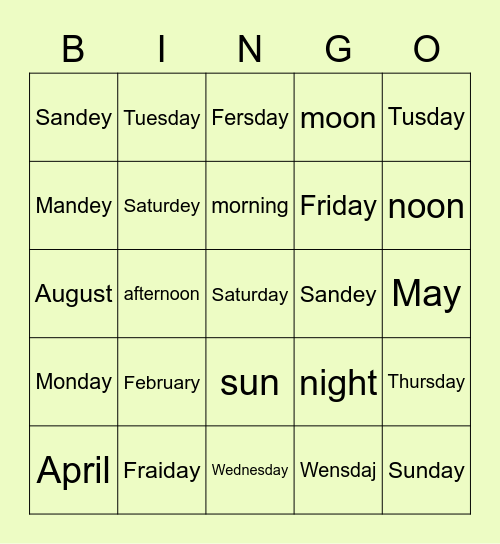 Bingo 1 Bingo Card