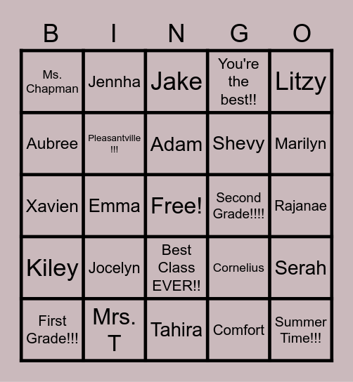 First Grade Bingo - Made just for you:) Bingo Card