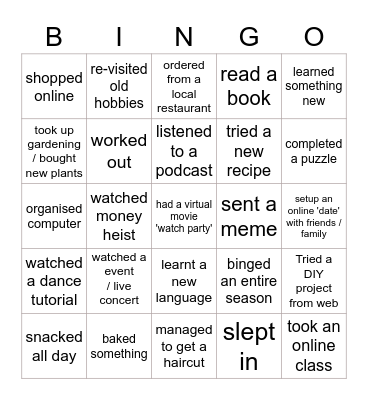 Best of CHI2021 Bingo Card