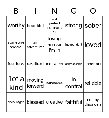 Positive Affirmations - I am Bingo Card