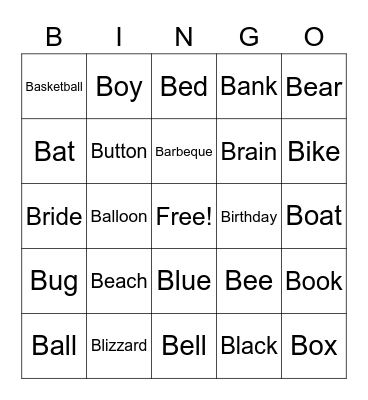 B-Day! Bingo Card