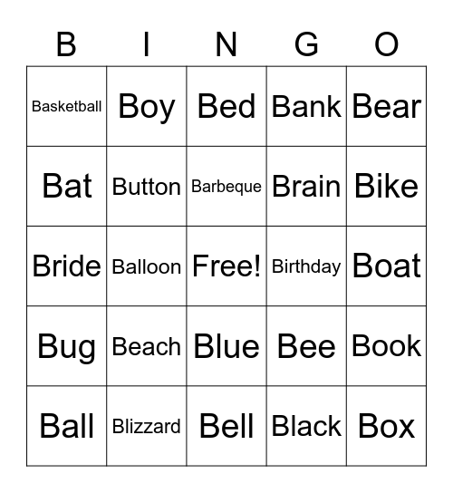 B-Day! Bingo Card