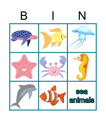 SEA ANIMALS Bingo Card