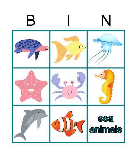 SEA ANIMALS Bingo Card