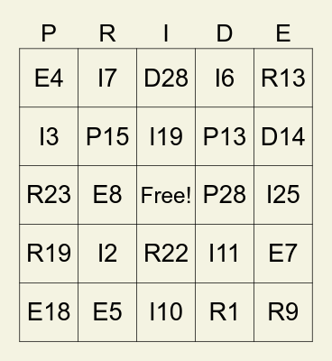 Pride Month Bingo Card