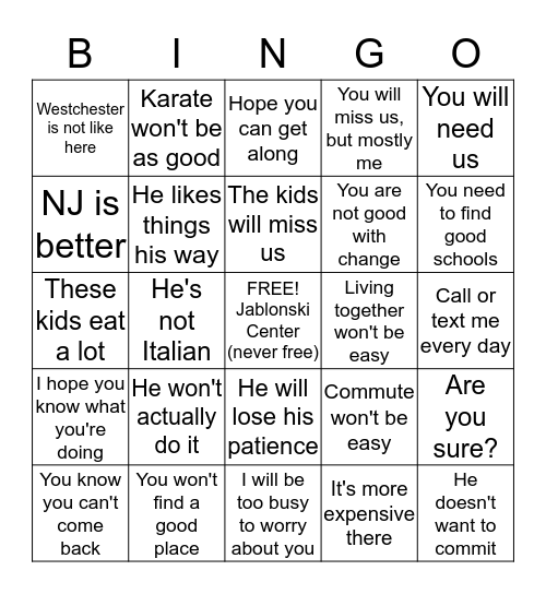 What Will They Say Next? Bingo Card