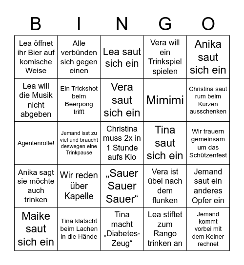 Schützenfest Bingo Card