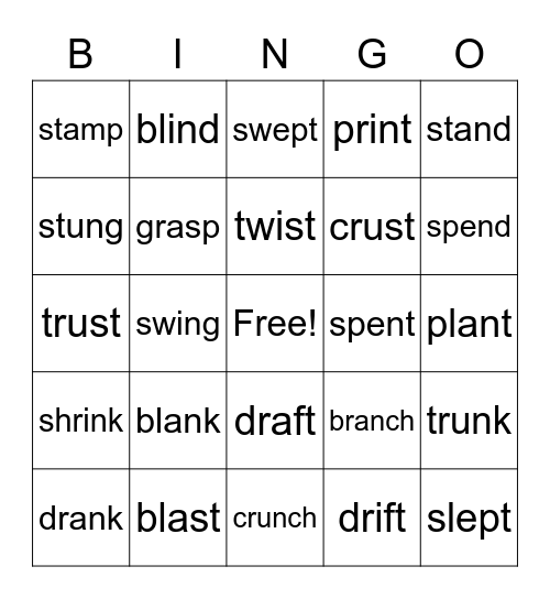 5 Sounds Bingo Card