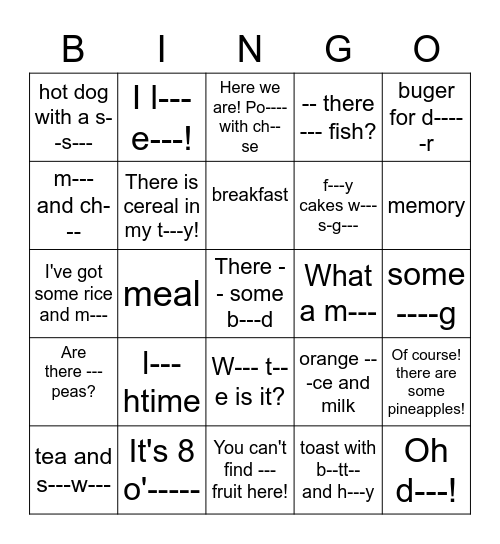 Fairyland 3 Unit 11 (a-b-c) Bingo Card