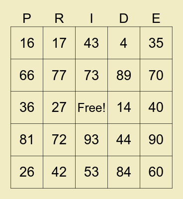 Pride Month Bingo Card